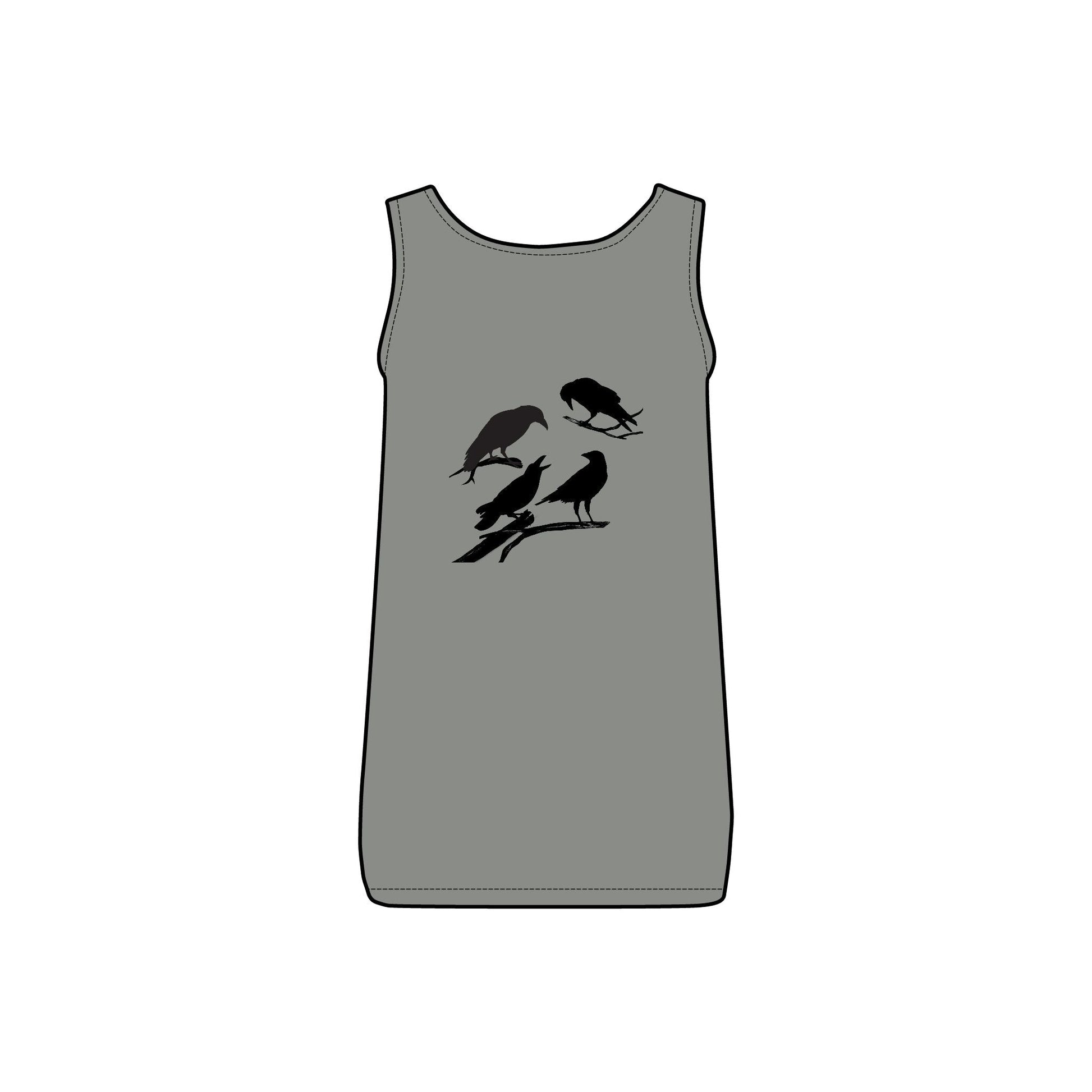 Sassy's Garage Women's Micro Ribbed Tank Top, Casual Summer Wear, Crow Graphic Tee, Trendy Vintage Style - Velora