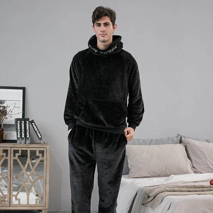 Men's Hooded Warm And Thickened Pajamas Suit - Velora