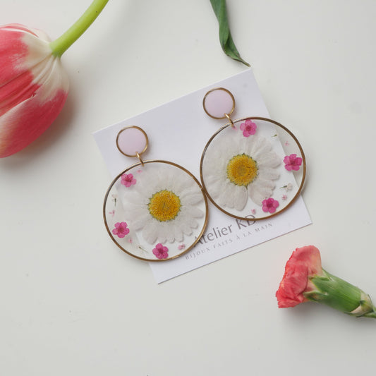 Boucles d'oreilles duo rose - rond (XXL) - Velora