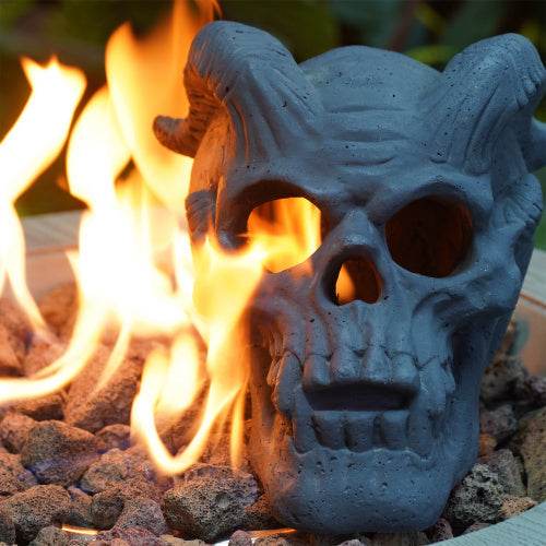 Refractory Materials Fireproof Imitated Human Fire Pit Skulls Gas Log For NG, LP Wood Fireplace, Firepit, Campfire, Halloween Decor, BBQ - Velora
