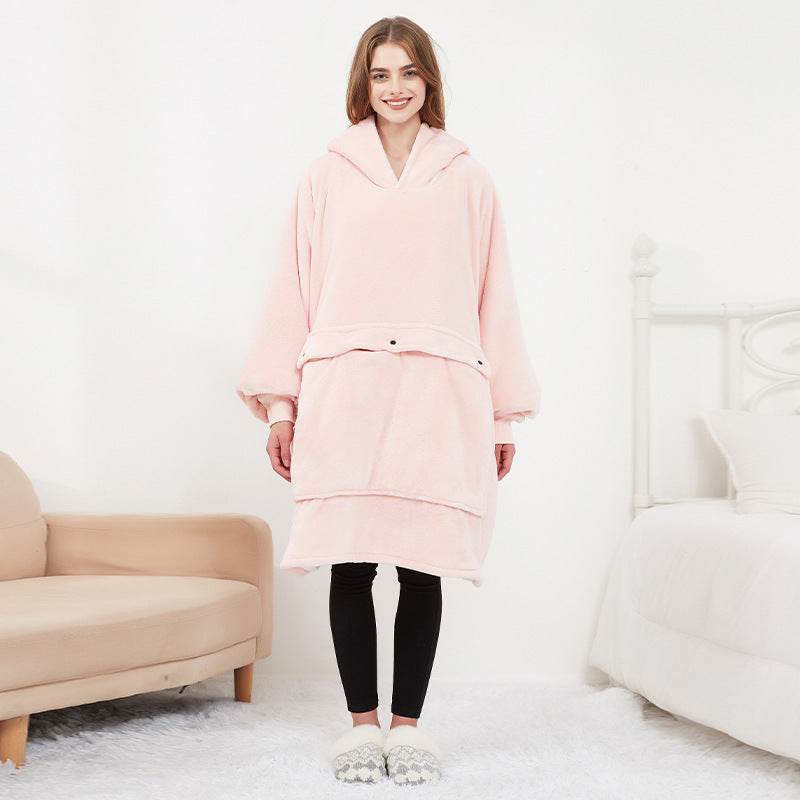 USB Heated Wearable Blanket Oversized Lazy Hoodie With Large Heating Area Back Cozy Warm Sherpa Hoodie Blanket No Battery Pack - Velora