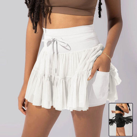 High Waist Dress Lace-up Sports Skirt With Anti-exposure Safety Pants Summer Fashion Pleated Skirt Womens Clothing - Velora