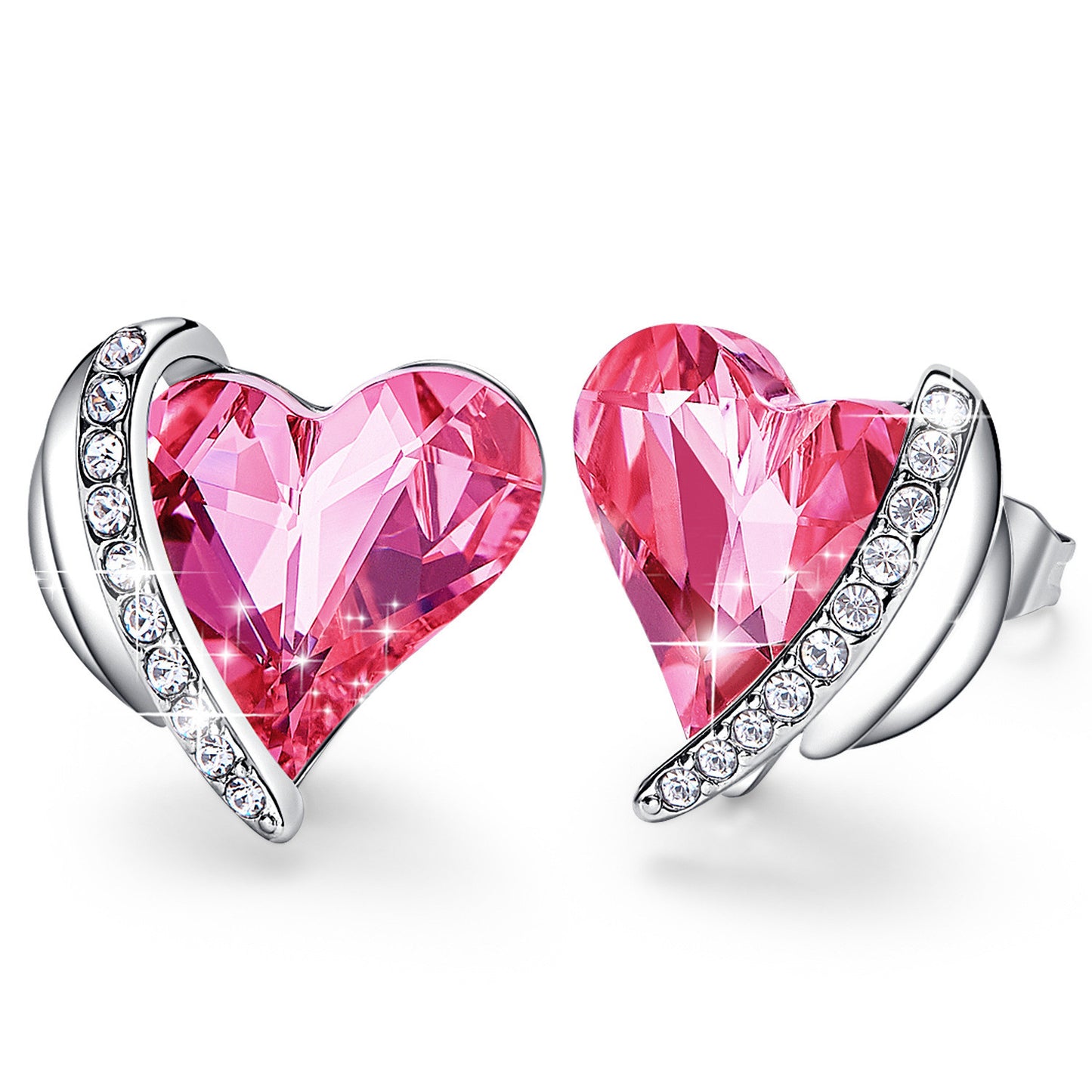 Pink Angel Wing Earrings with Swarovski Elements