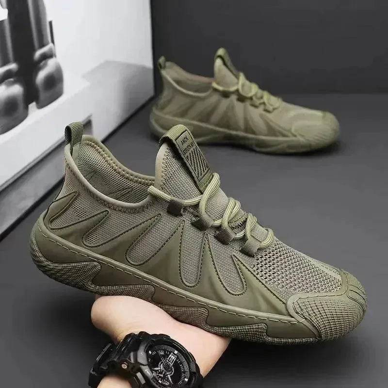 Breathable Mesh Sports Shoes Casual Lace-up Sneakers Men Non-slip Shoes - Velora