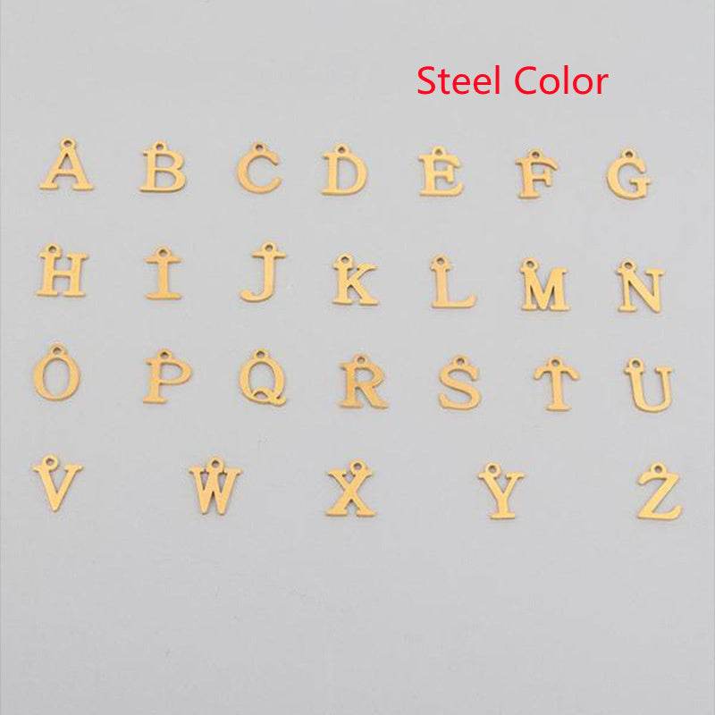 European And American 26 English Letter Necklace Stainless Steel Clip Chain Imitation Pearl Pendant For Women And Men - Velora