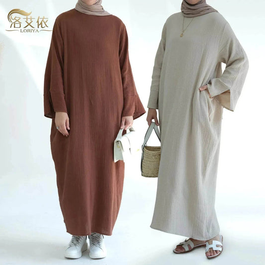 Plain Abaya Dress Eid Abaya 2025 Simple cotton abaya - Velora
