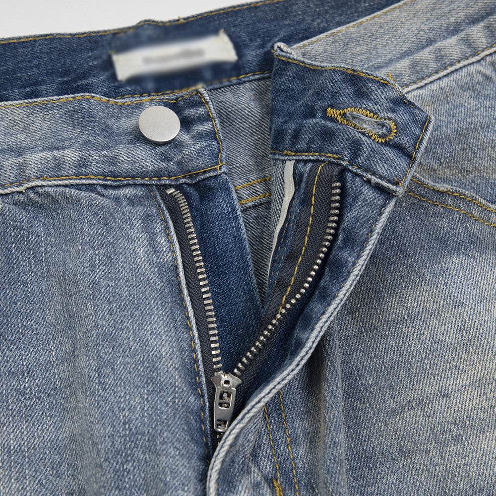 Punk Make Old Ripped Letter Denim Trousers Men Jeans - Velora