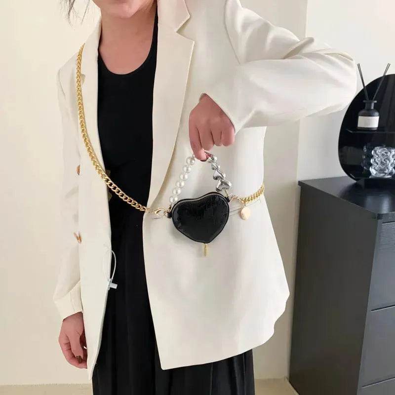 Love Shape Pearl Mini Messenger Bag for ladies y2k crossbody bag - Velora