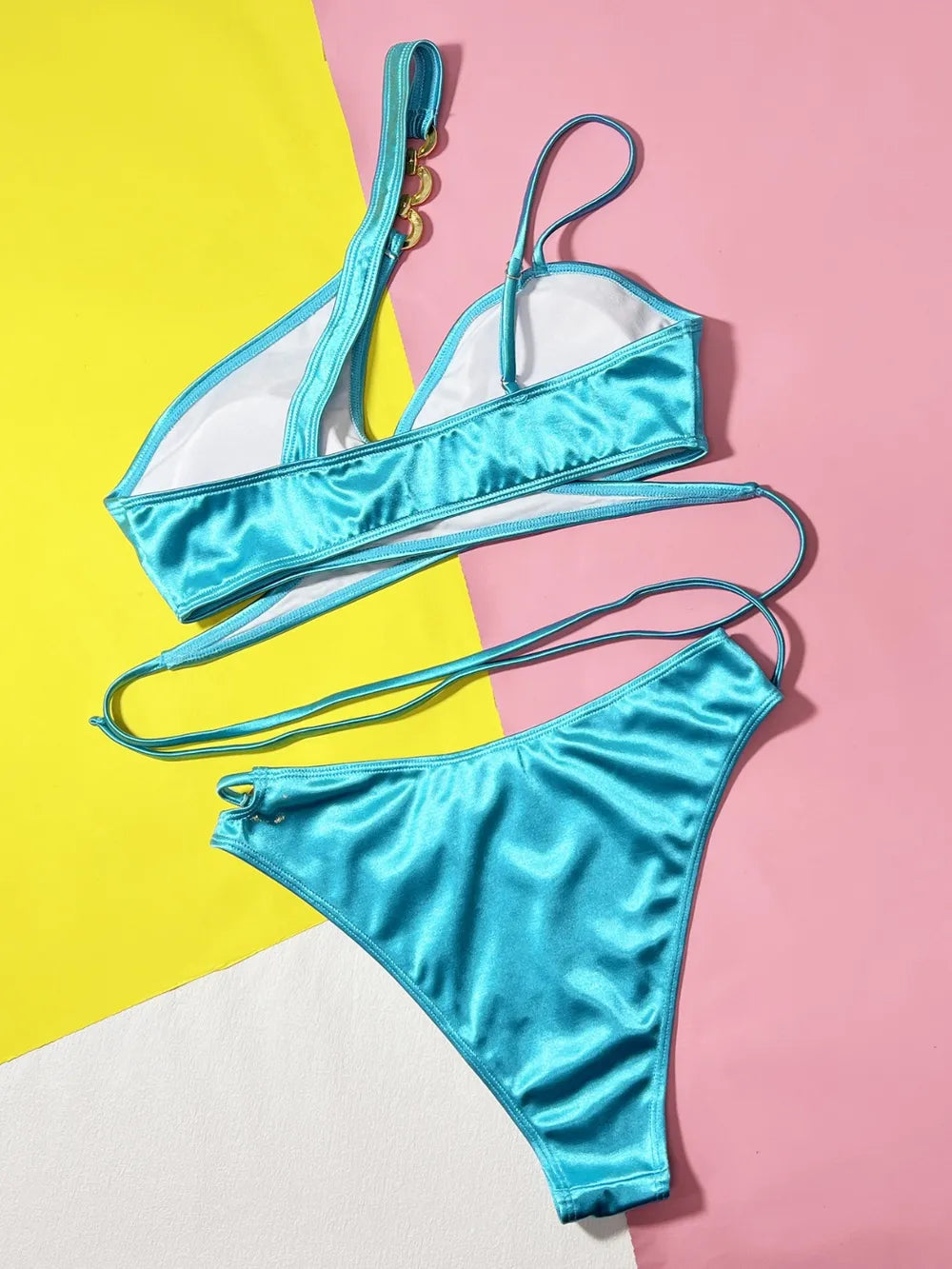 Chain Detail Crisscross Bikini Set - Velora