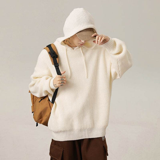Japanese Loose Solid Color Hooded Sweater Idle Style Adjustable - Velora