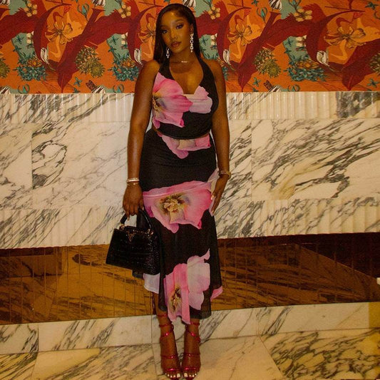 Women's Fashion Elegant Slim Print Skirt Suit - Velora