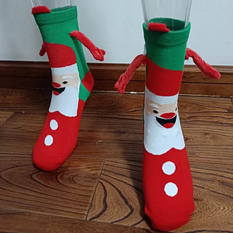 Christmas Stockings Autumn Winter Cotton Magnet Lodestone Hand Tube Socks - Velora