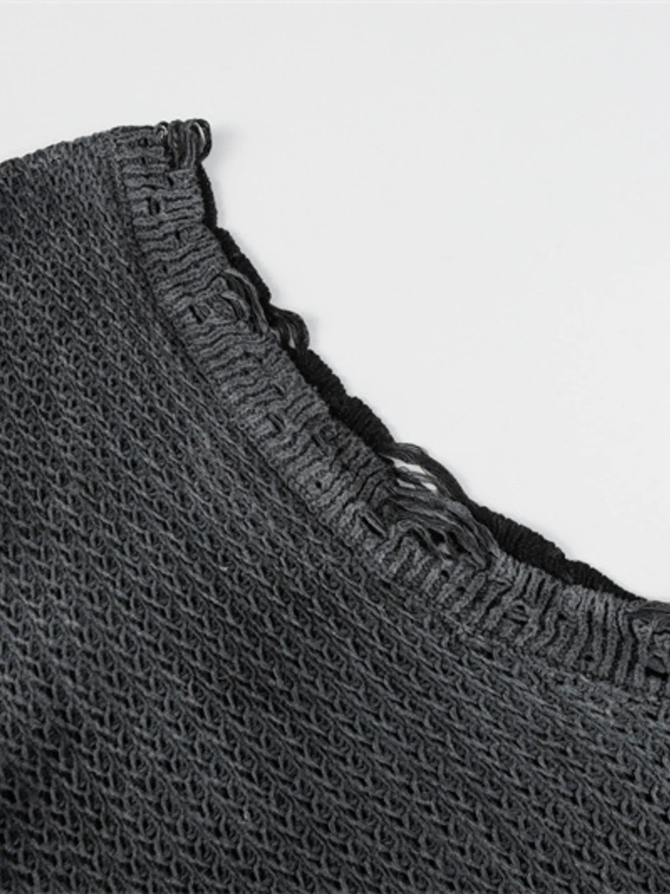 Men's Distressed Knit Vest with Frayed Edges - Velora