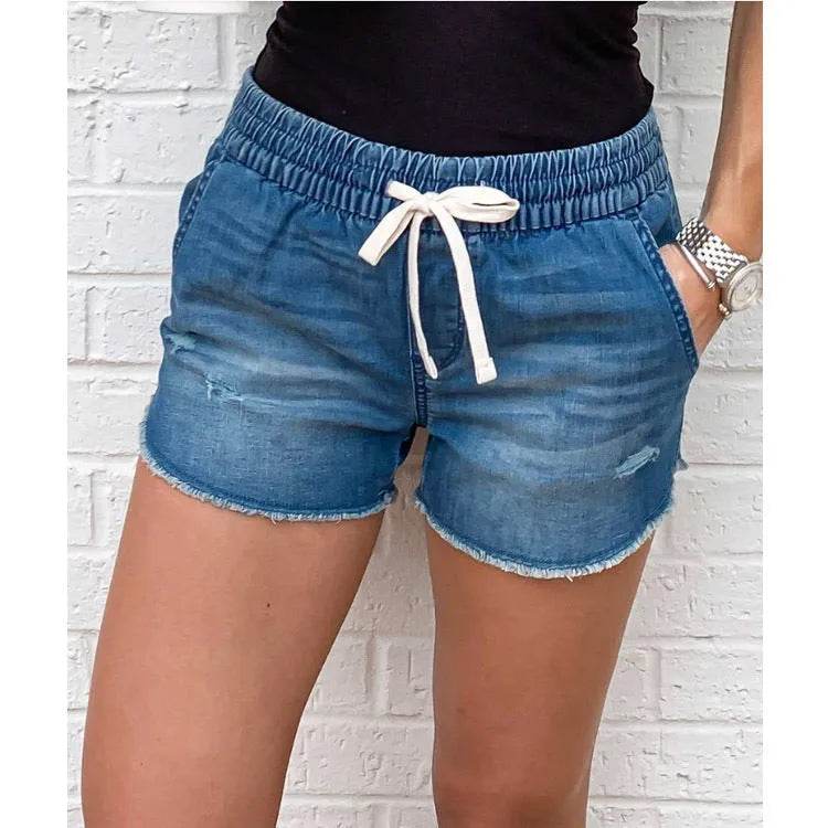 Denim Short Mid Waist Loose Jeans Wash - Velora