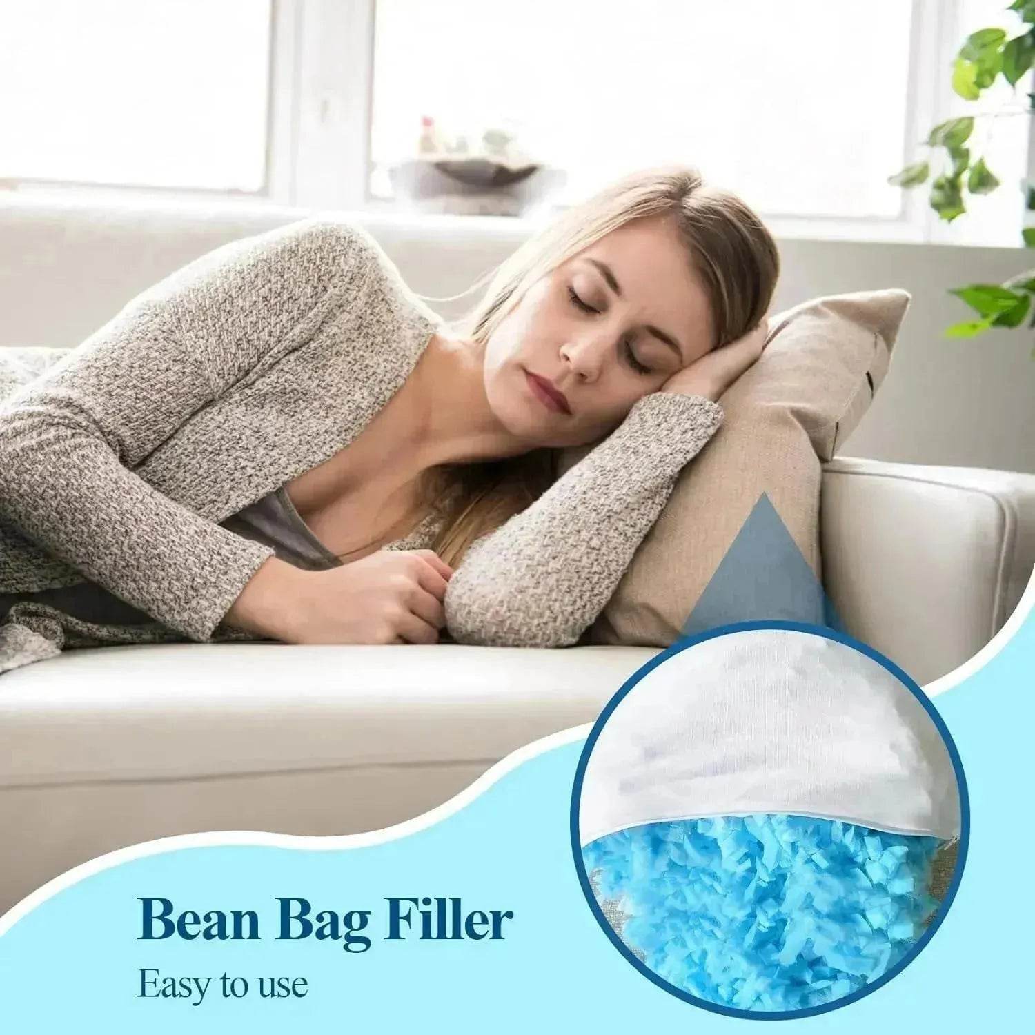 5lbs Bean Bag Filler, Shredded Memory Foam Filling For Bean Bag Chair, Dog Beds, Cushions Pillows, Added Gel Particles - Velora