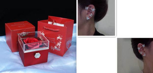 Rotating Soap Flower Rose Gift Box Creative Rotating Rose Jewelry Packaging Box Valentine's Day Gift For Women - Velora