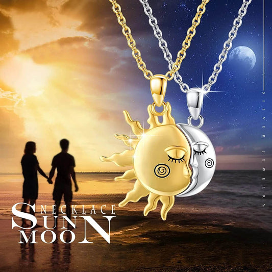 18K Golden Magnetic Sun Star Necklace Fashion Personality Couple Pendant Necklace Valentine's Day Gift - Velora