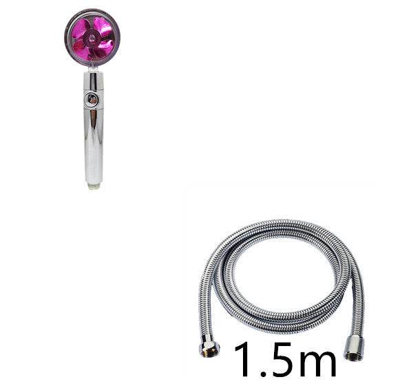 Propeller Driven Shower Head With Stop Button And Cotton Filter Turbocharged High Pressure Handheld Shower Nozzle - Velora