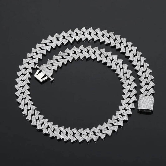 14mm Men's Hip Hop Zircon Thorns Cuban Link Chain - Velora