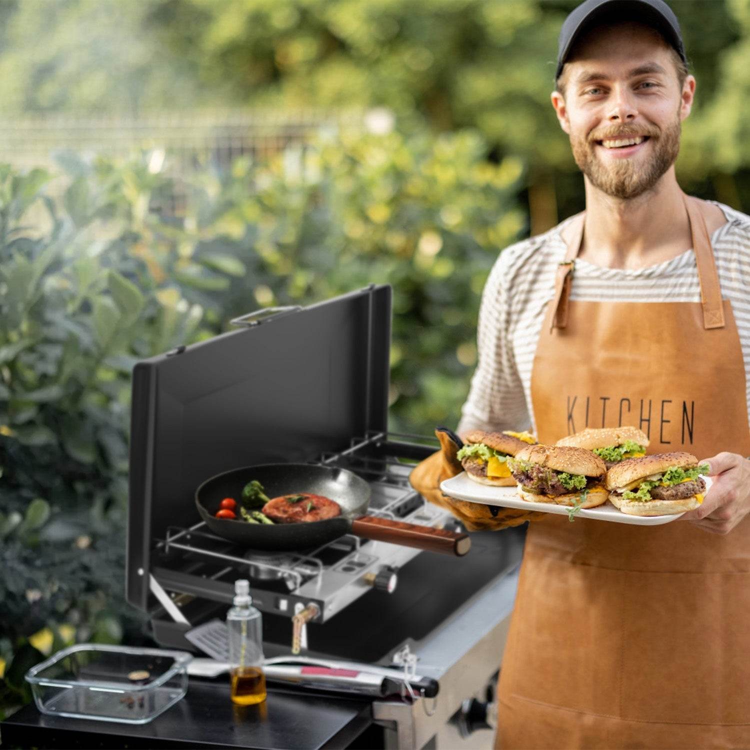 Portable 2 burner Gas Stove propane range camping gas outdoor stove burner - Velora