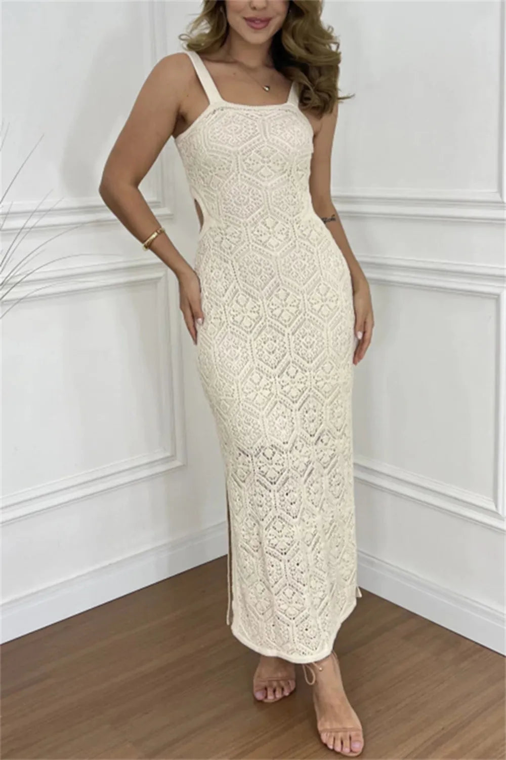 Cutout Side Slit Maxi Tank Dress - Velora