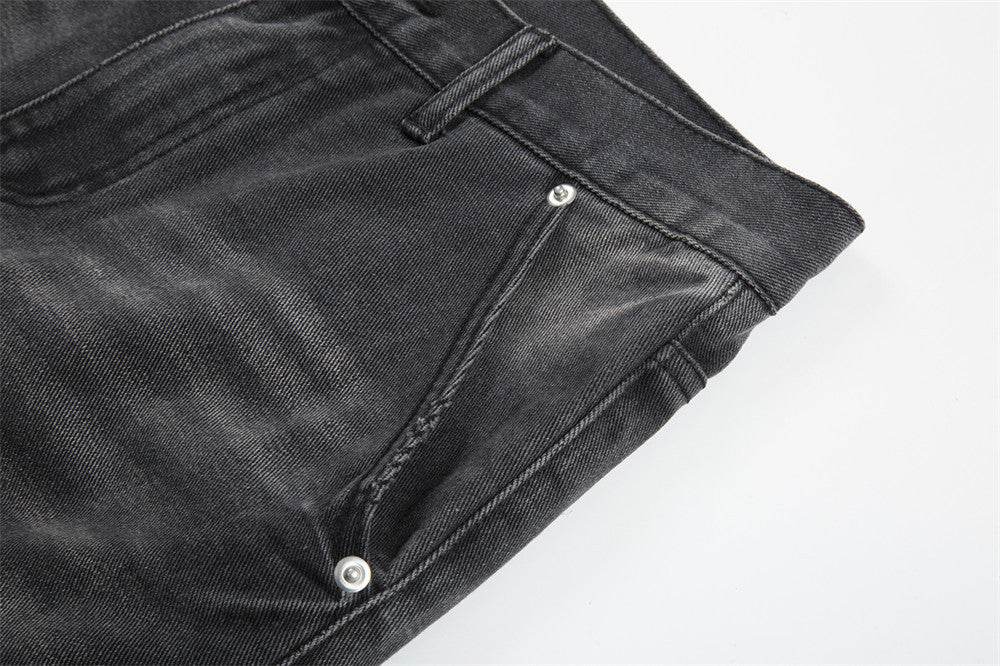 Punk Beggar Ripped Denim Straight-leg Trousers Men Jeans - Velora