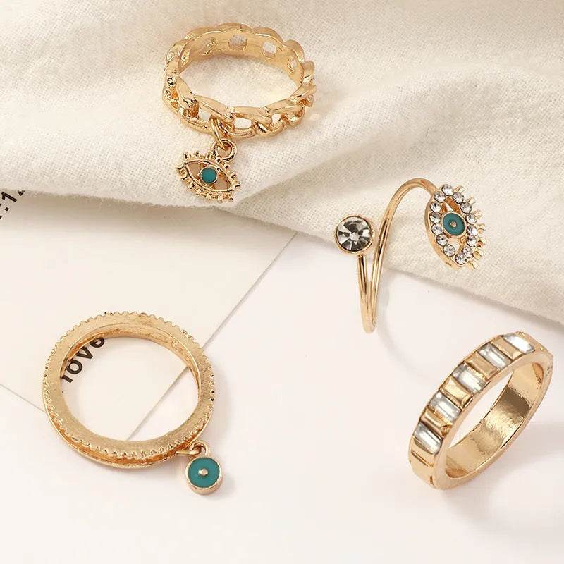 Personalized Punk Wind Demon Eye Diamond Drop Oil Ring for women - Velora