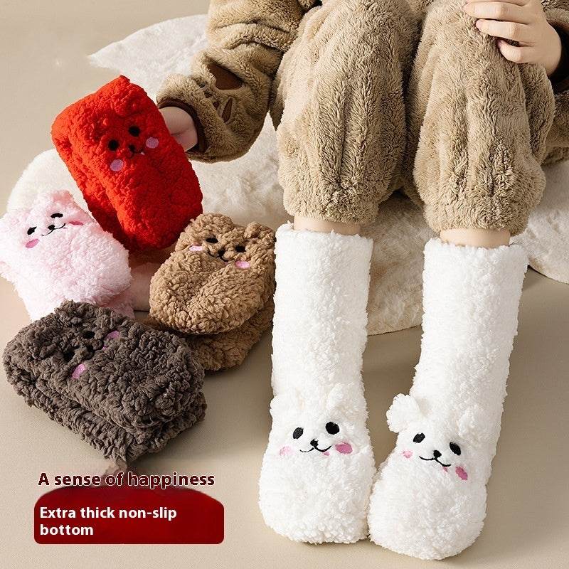 Winter Floor Socks Velvet Thicken Warm Coral Velvet Cute Socks Japanese-style Home Footwear Non-slip Socks New Year Gifts Winter Gadgets - Velora