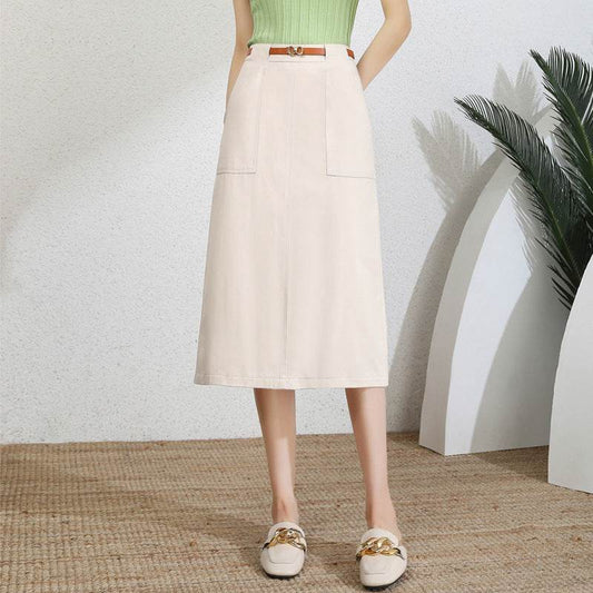 A- Line Temperament Women's Professional Formal Office Work Back Slit Midi business Skirt - Velora