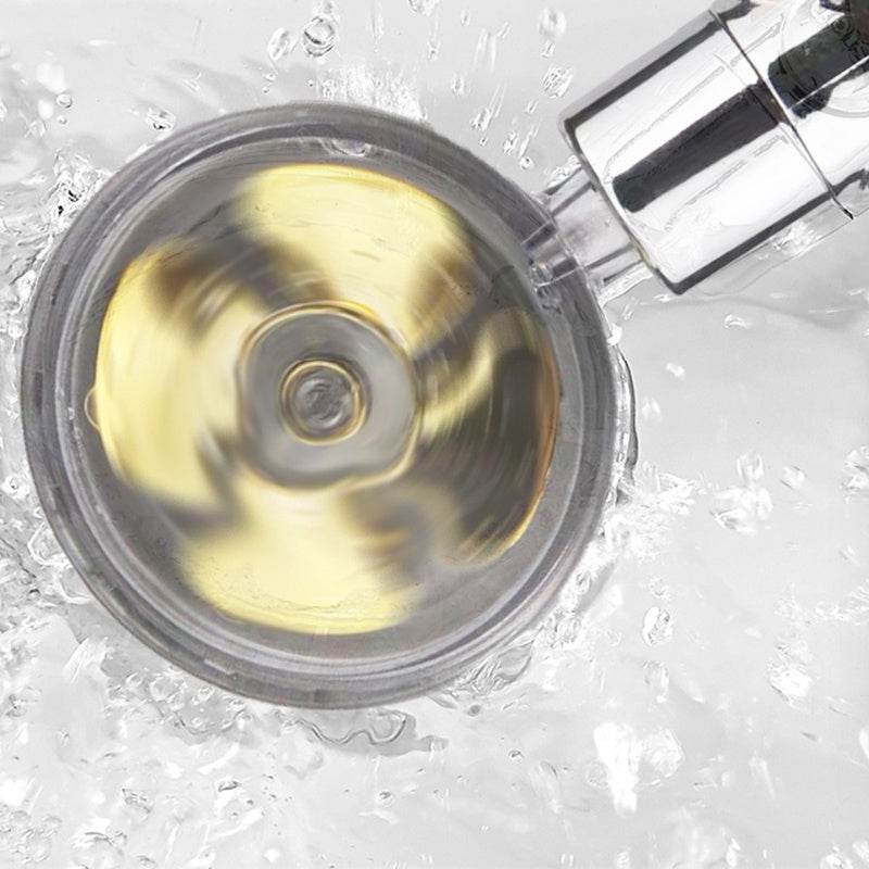 Propeller Driven Shower Head With Stop Button And Cotton Filter Turbocharged High Pressure Handheld Shower Nozzle - Velora