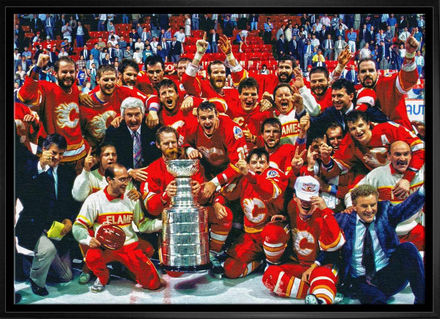 Calgary Flames 20x29 Framed Canvas 1989 Cup Celebration Frameworth Sports Marketing