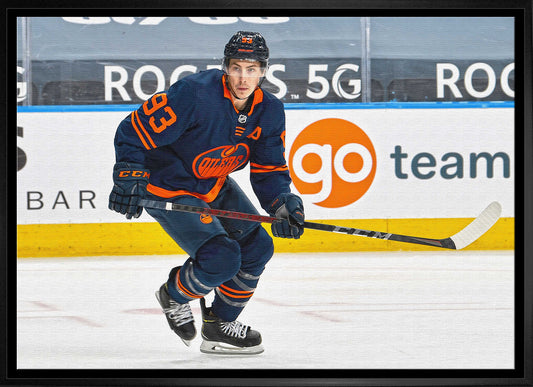 Ryan Nugent-Hopkins 20x29 Framed Canvas Oilers Action-H Frameworth Sports Marketing