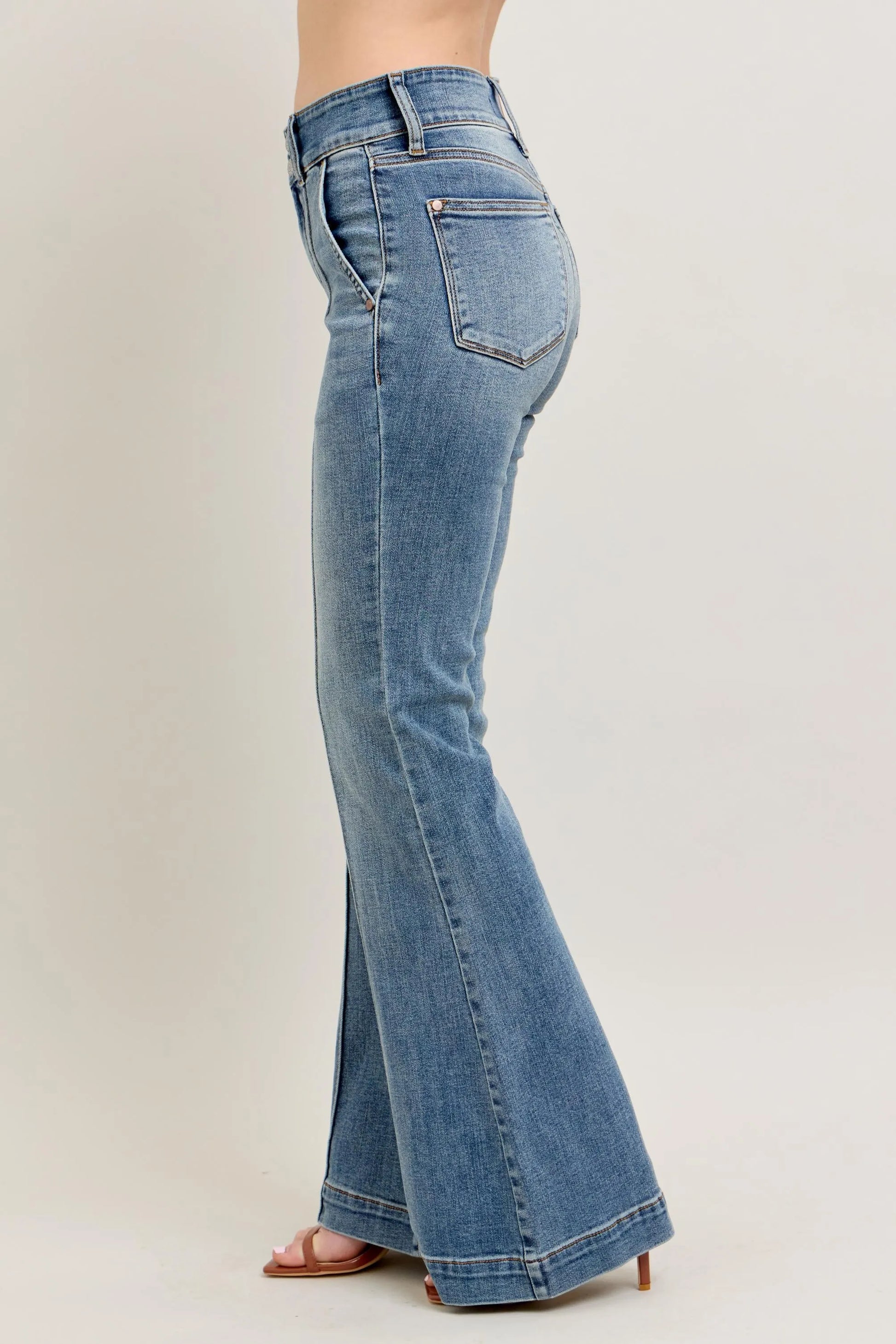 Judy Blue Full Size High-Waist Flare Denim Jeans with Front Seam Detail Plus Size - Velora