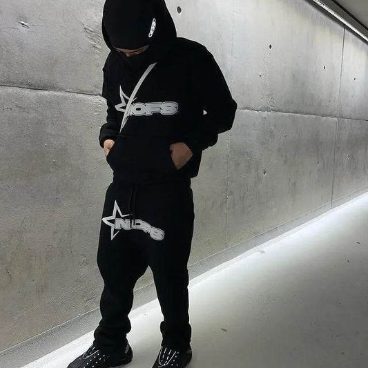 2 pcs Gothic Punk Rock Streetwear Hoodie Outfit set Unisex - Velora