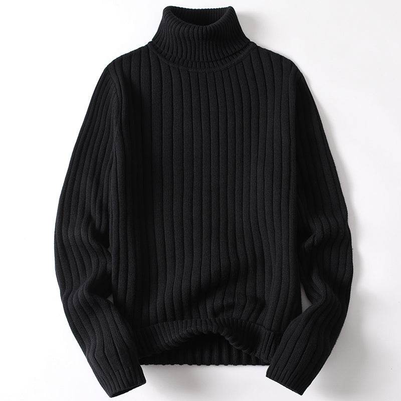 Turtleneck Sweater Men Women Ins Fashion Solid Striped Bottoming Sweater Autumn And Winter Tops Clothing - Velora