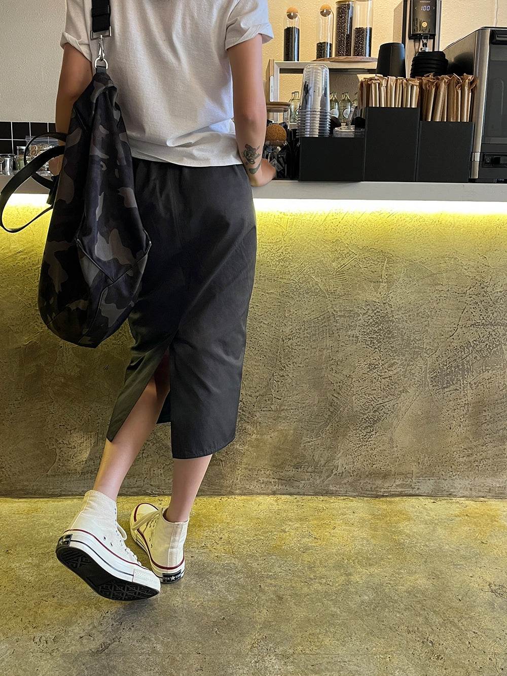 Women's Straight zip down Midi Pencil Skirt street style - Velora