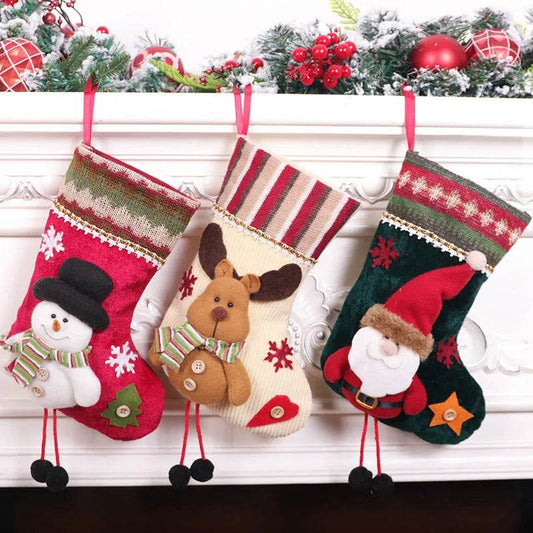 Christmas Stockings Gift Bag Flannel Small Size Hanging Decorations - Velora