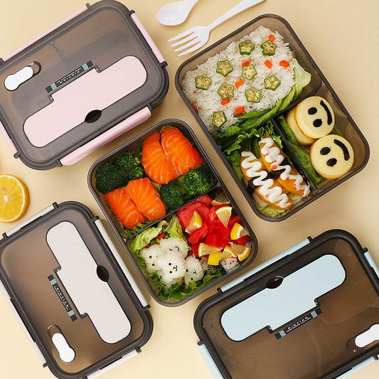 Portable Kids Bento Plastic Lunch Box with Cutleries - Velora