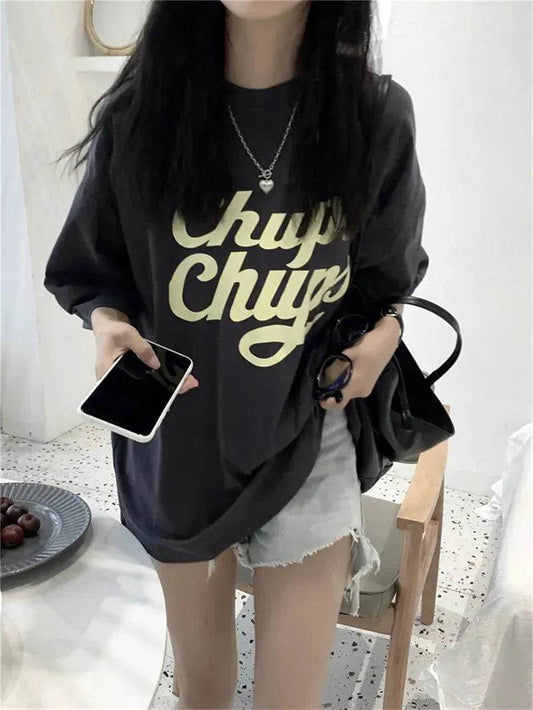 Street Fashion Oversized women round neck polo y2k fashion - Velora