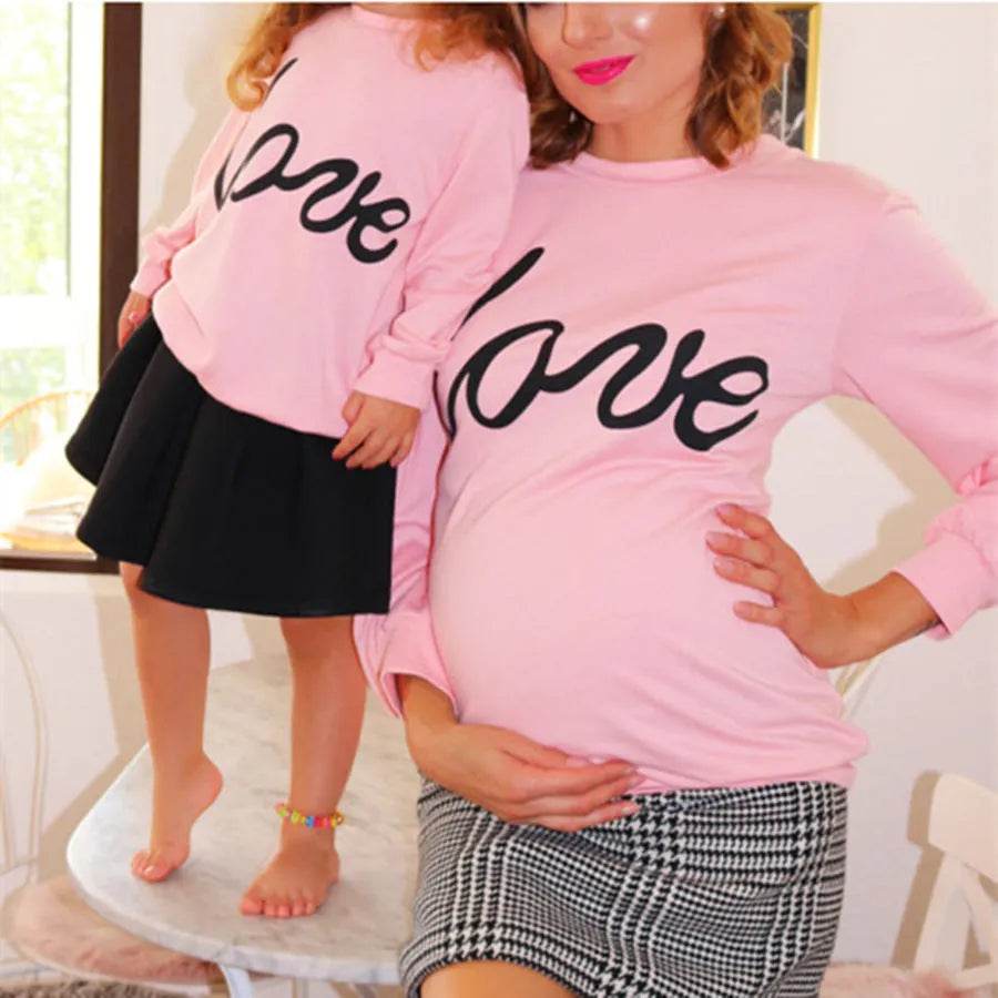 Women Maternity Sweatshirt Love Printed Parent-child Sweatshirt - Velora
