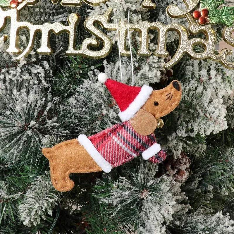 Christmas Decorations Dressing Sausage Dog Small Pendant - Velora