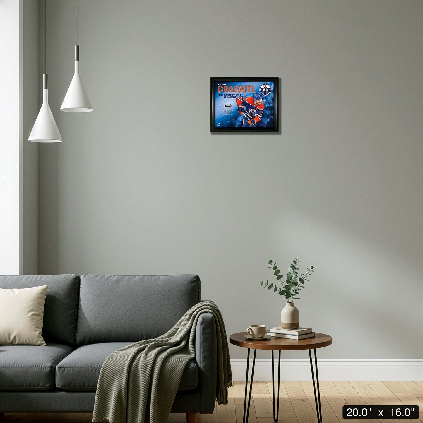 Leon Draisaitl 16x20 PhotoGlass Frame with Authentic NHL Game-Used Net – Edmonton Oilers