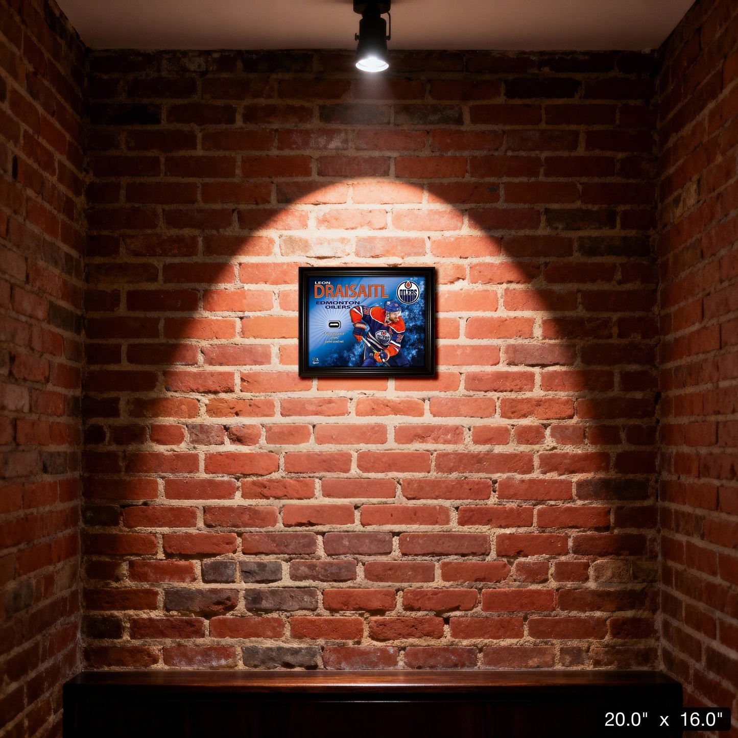 Leon Draisaitl 16x20 PhotoGlass Frame with Authentic NHL Game-Used Net – Edmonton Oilers