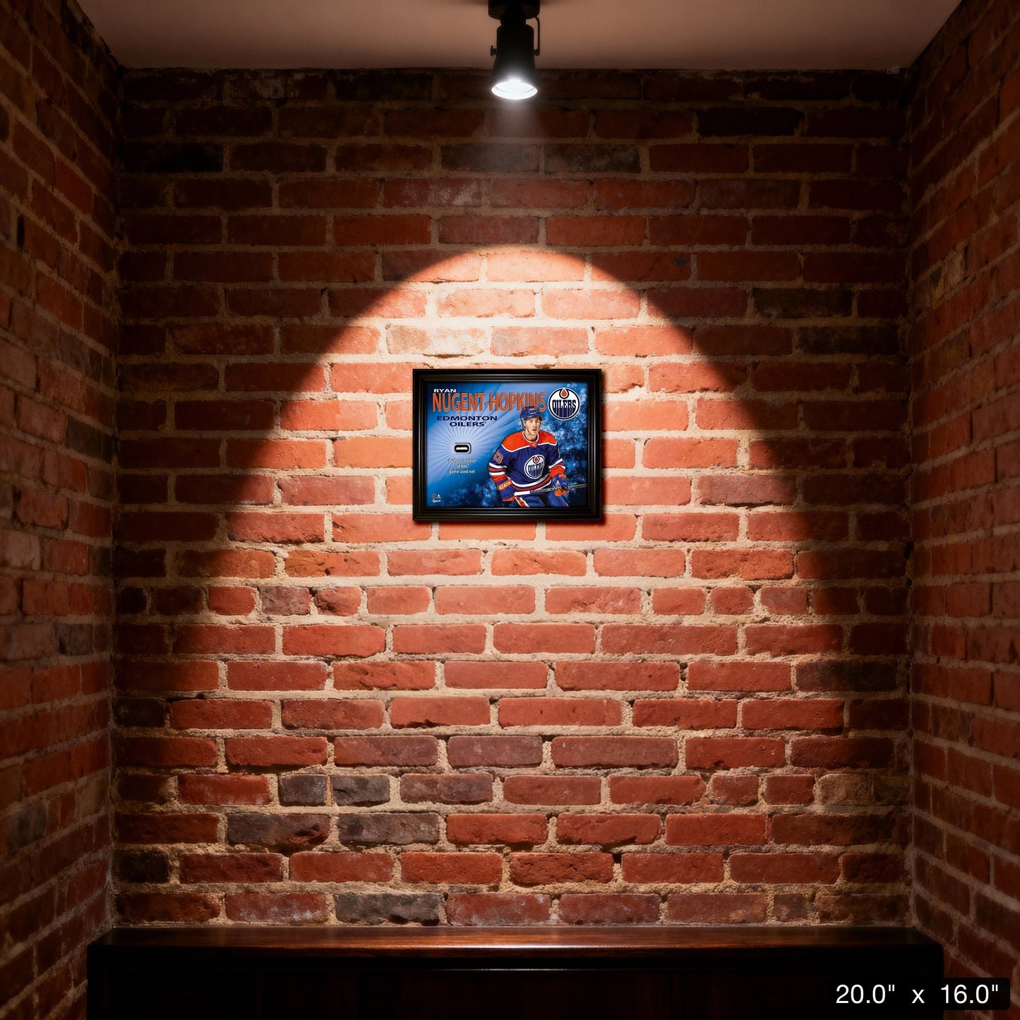 Ryan Nugent-Hopkins 16x20 PhotoGlass Frame with Authentic NHL Game-Used Net – Edmonton Oilers