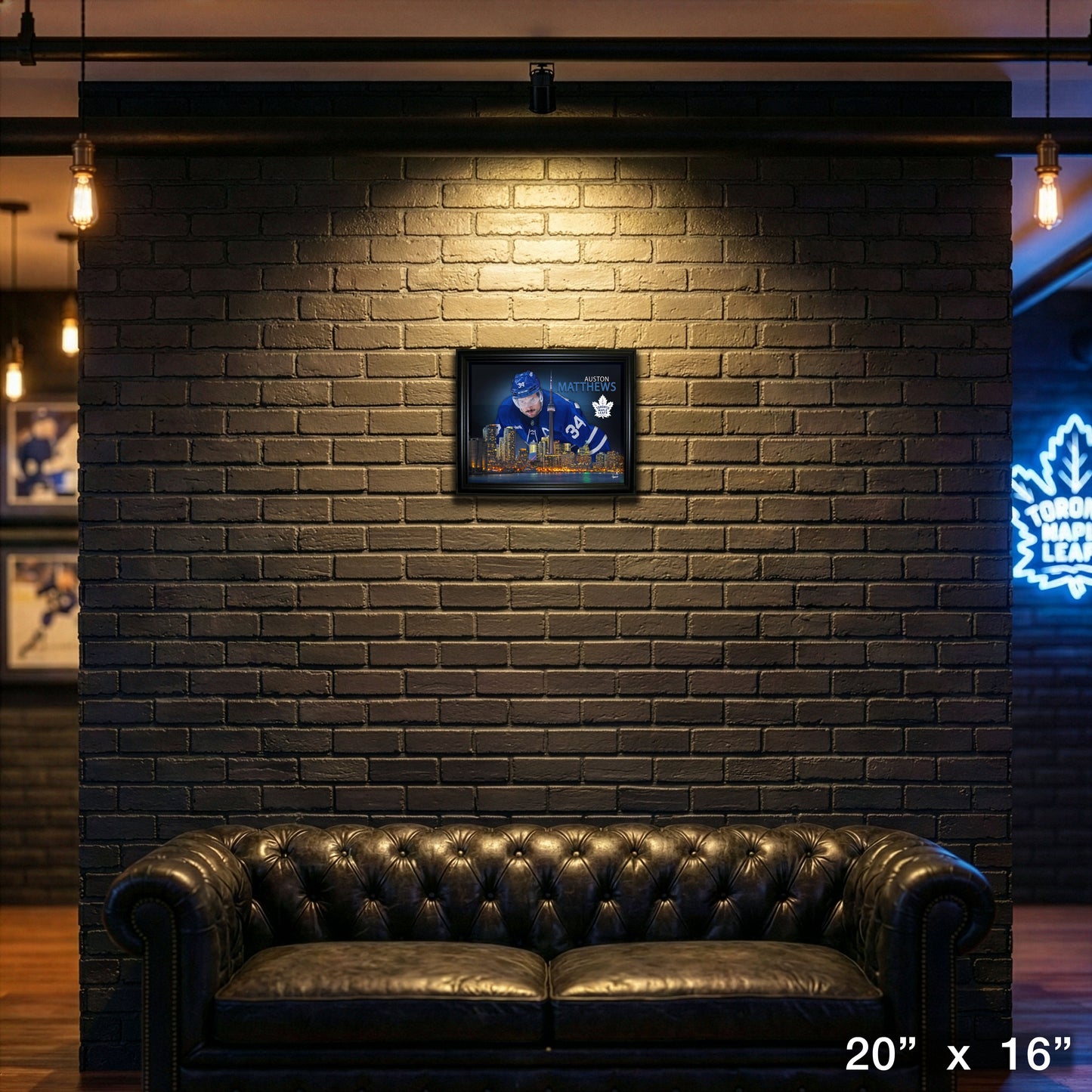 Auston Matthews 16x20 Framed Skyline Print Toronto Maple Leafs