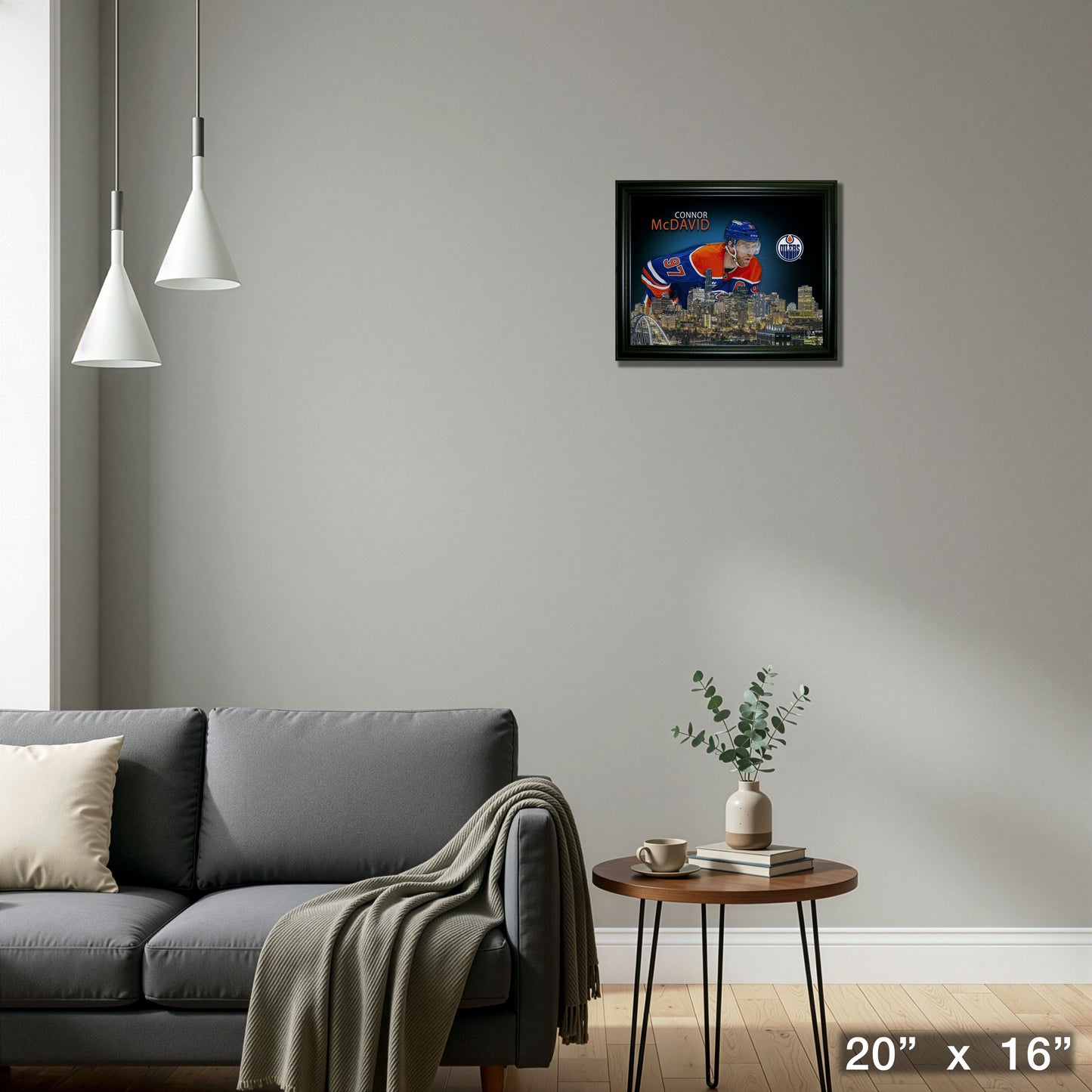 Connor McDavid 16x20 Framed Skyline Print Edmonton Oilers