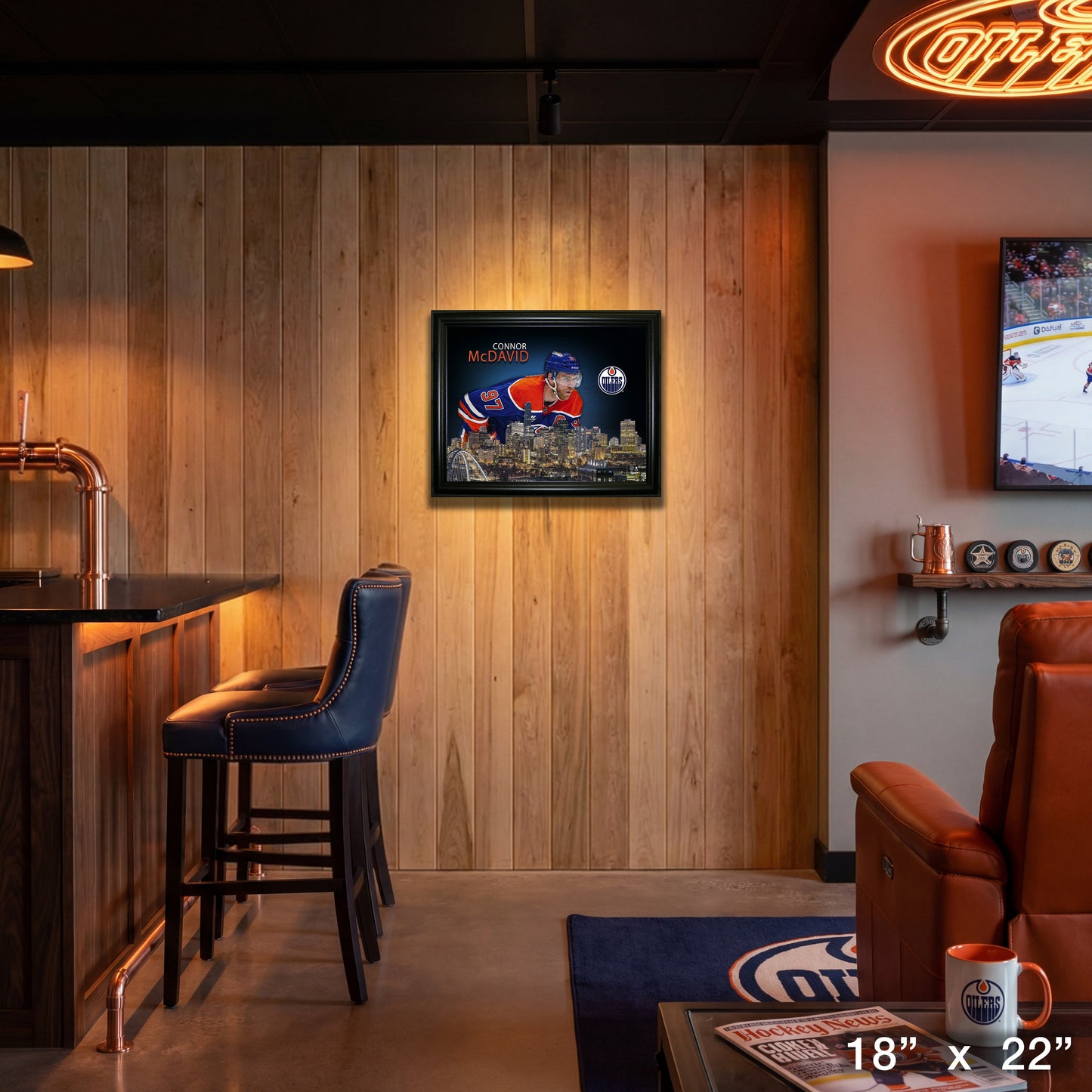 Connor McDavid 16x20 Framed Skyline Print Edmonton Oilers