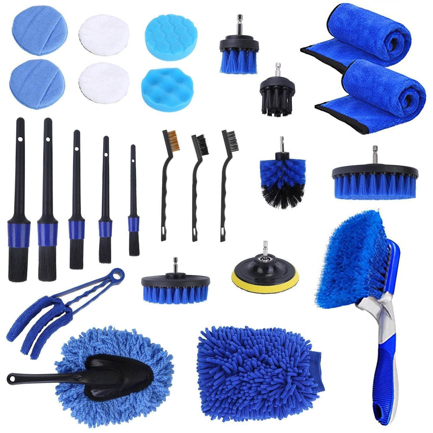 26Pcs Car Detailing Brush Kit Exterior Interior Car Cleaning Set Drill Brush Set Car Buffing Sponge Pads Kit For Cleaning Automobile Interior Exterior Wheels Dashboard - Velora