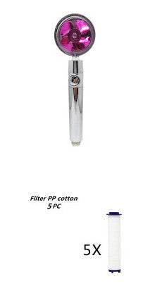Propeller Driven Shower Head With Stop Button And Cotton Filter Turbocharged High Pressure Handheld Shower Nozzle - Velora