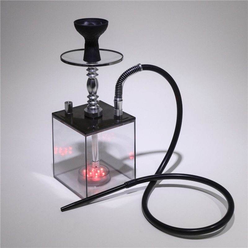 Arabic hookah with light full set of acrylic LED square pot - Velora
